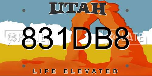 831DB8 Utah License Plate