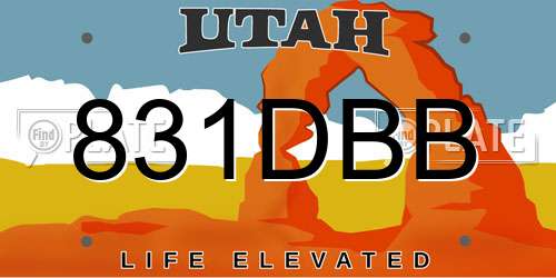 831DBB Utah License Plate