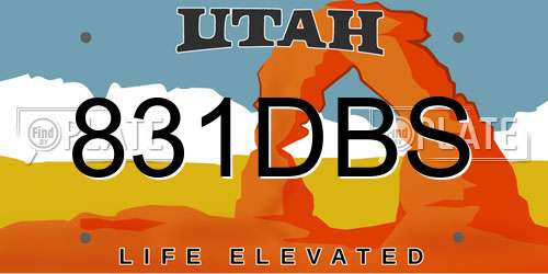 831DBS Utah License Plate