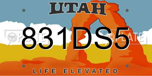831DS5 Utah License Plate