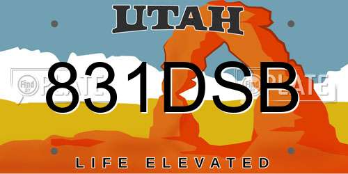 831DSB Utah License Plate