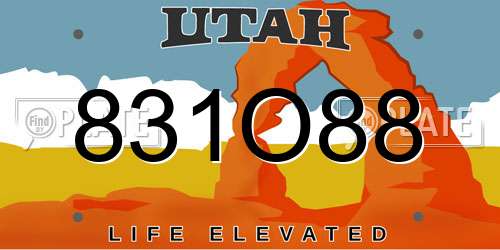 831O88 Utah License Plate