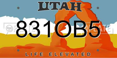 831OB5 Utah License Plate