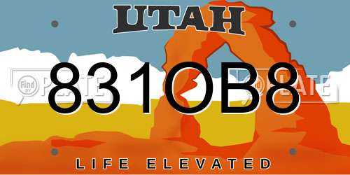 831OB8 Utah License Plate