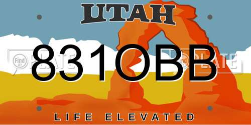 831OBB Utah License Plate