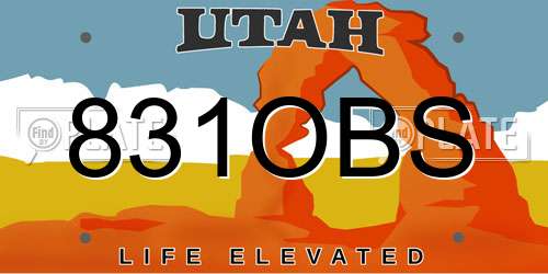 831OBS Utah License Plate