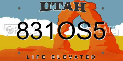 831OS5 Utah License Plate
