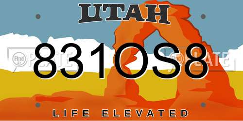 831OS8 Utah License Plate