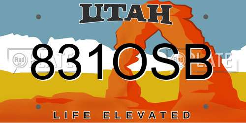 831OSB Utah License Plate