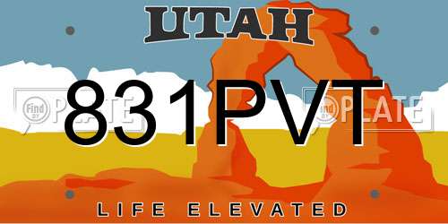 831PVT Utah License Plate