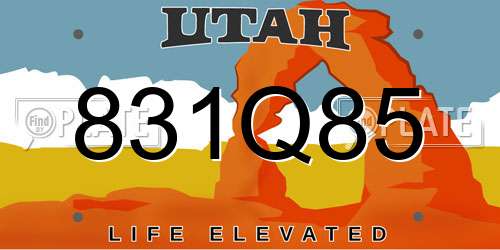 831Q85 Utah License Plate