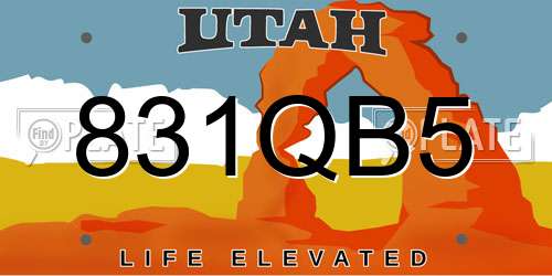 831QB5 Utah License Plate
