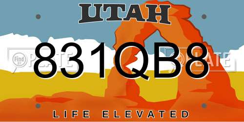 831QB8 Utah License Plate