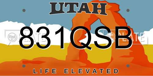 831QSB Utah License Plate