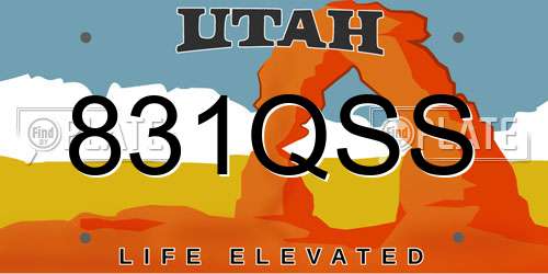 831QSS Utah License Plate