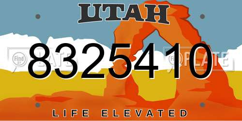 8325410 Utah License Plate