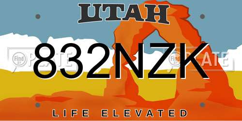 832NZK Utah License Plate