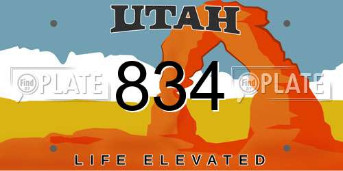 834 Utah License Plate