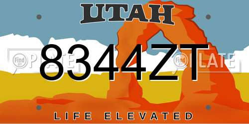8344ZT Utah License Plate