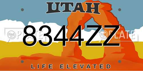 8344ZZ Utah License Plate