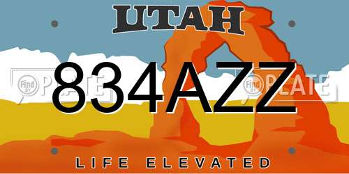 834AZZ Utah License Plate