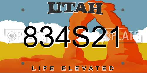 834S21 Utah License Plate