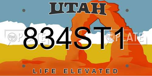 834ST1 Utah License Plate