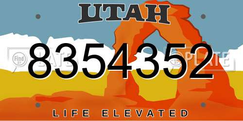 8354352 Utah License Plate