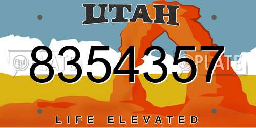 8354357 Utah License Plate