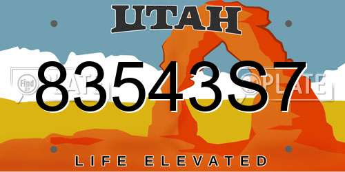 83543S7 Utah License Plate