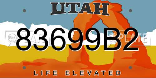 83699B2 Utah License Plate