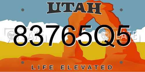 83765Q5 Utah License Plate