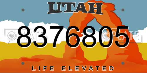 8376805 Utah License Plate