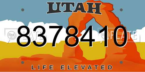 8378410 Utah License Plate