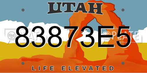 83873E5 Utah License Plate