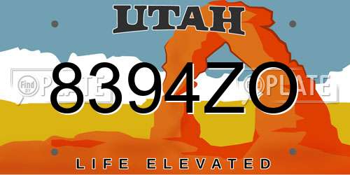 8394ZO Utah License Plate