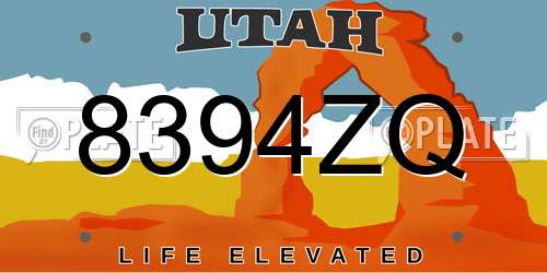 8394ZQ Utah License Plate