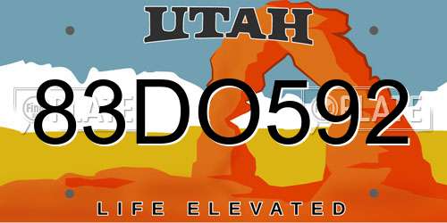 83DO592 Utah License Plate