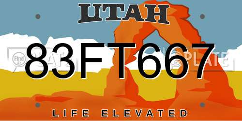 83FT667 Utah License Plate