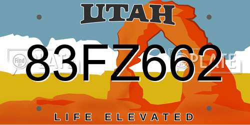 83FZ662 Utah License Plate