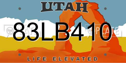 83LB410 Utah License Plate