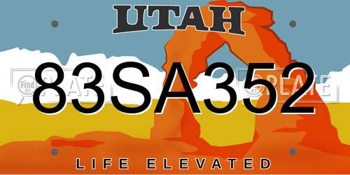 83SA352 Utah License Plate
