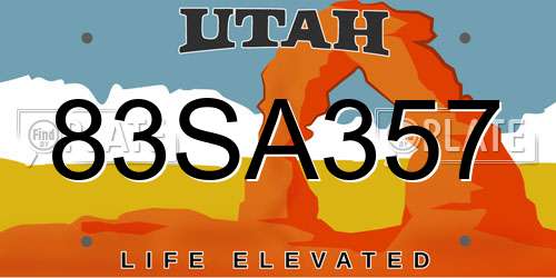 83SA357 Utah License Plate
