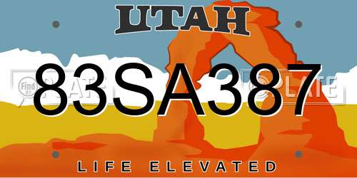 83SA387 Utah License Plate