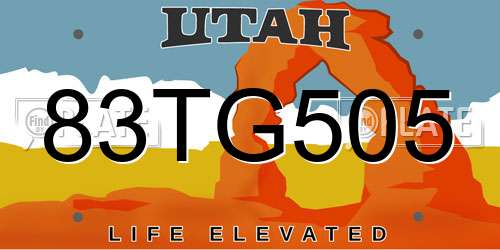 83TG505 Utah License Plate