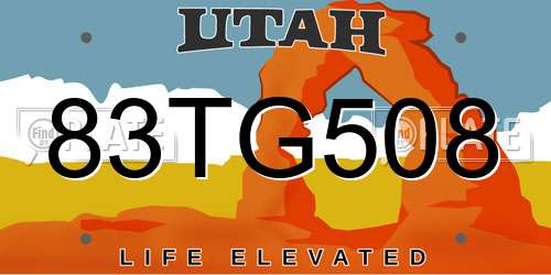 83TG508 Utah License Plate