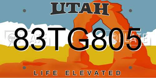 83TG805 Utah License Plate
