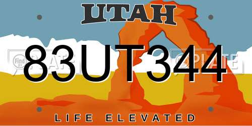 83UT344 Utah License Plate