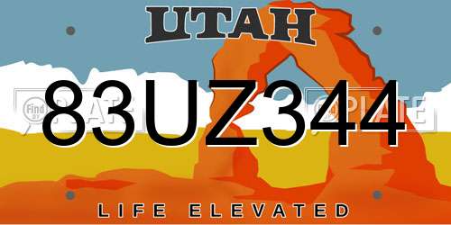 83UZ344 Utah License Plate