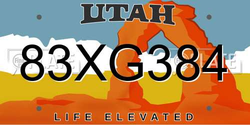 83XG384 Utah License Plate